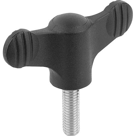 Kipp Wing grip, antistatic plastic, M6 x 20 mm external thread, steel. K0274.1110624X20